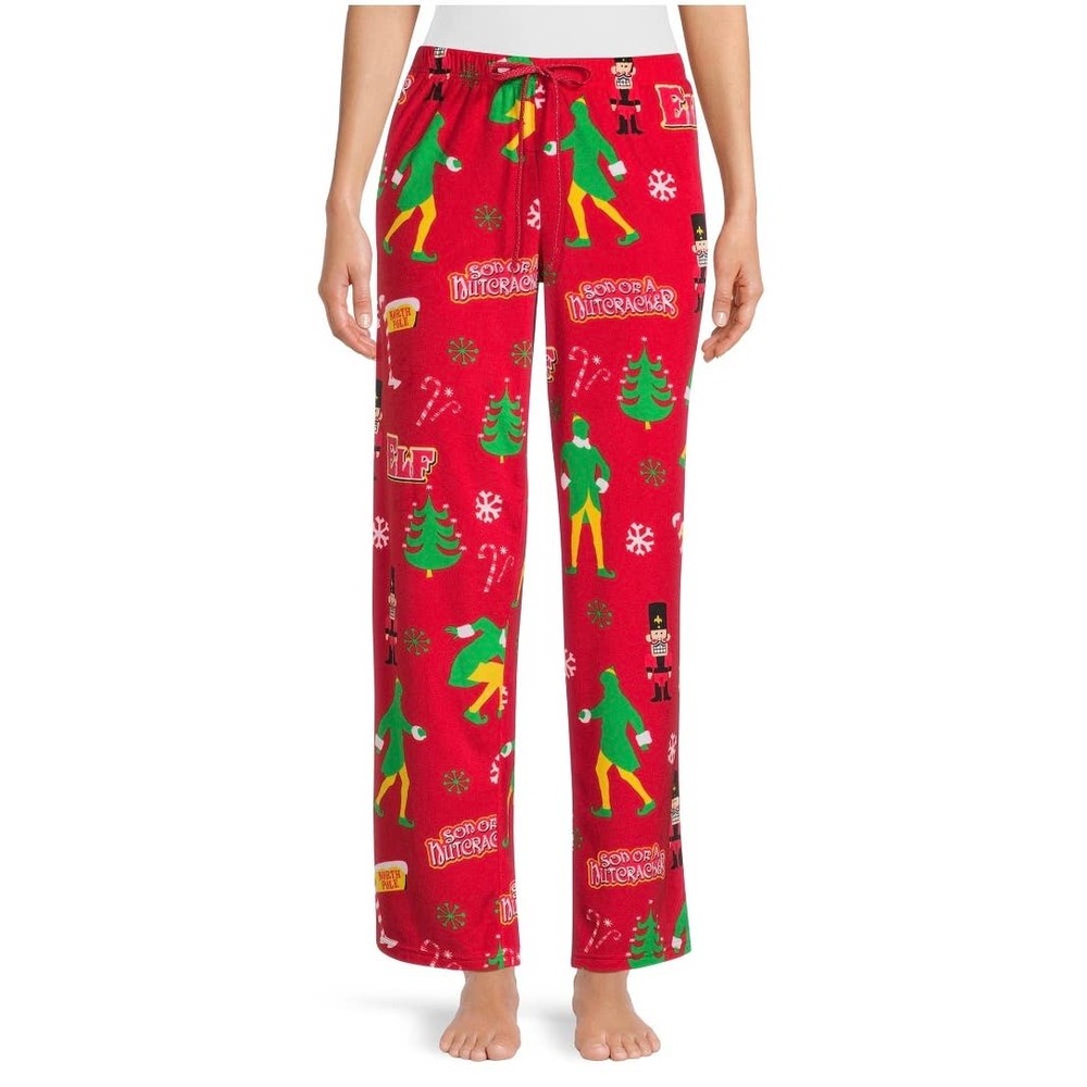 Buddy the Elf 3X (22W-24W) Women's Plush Sleep Joggers Pants With Pockets Red